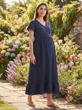 Long Tall Sally Maternity/Non-Maternity Navy Blue Maxi Dress NWT